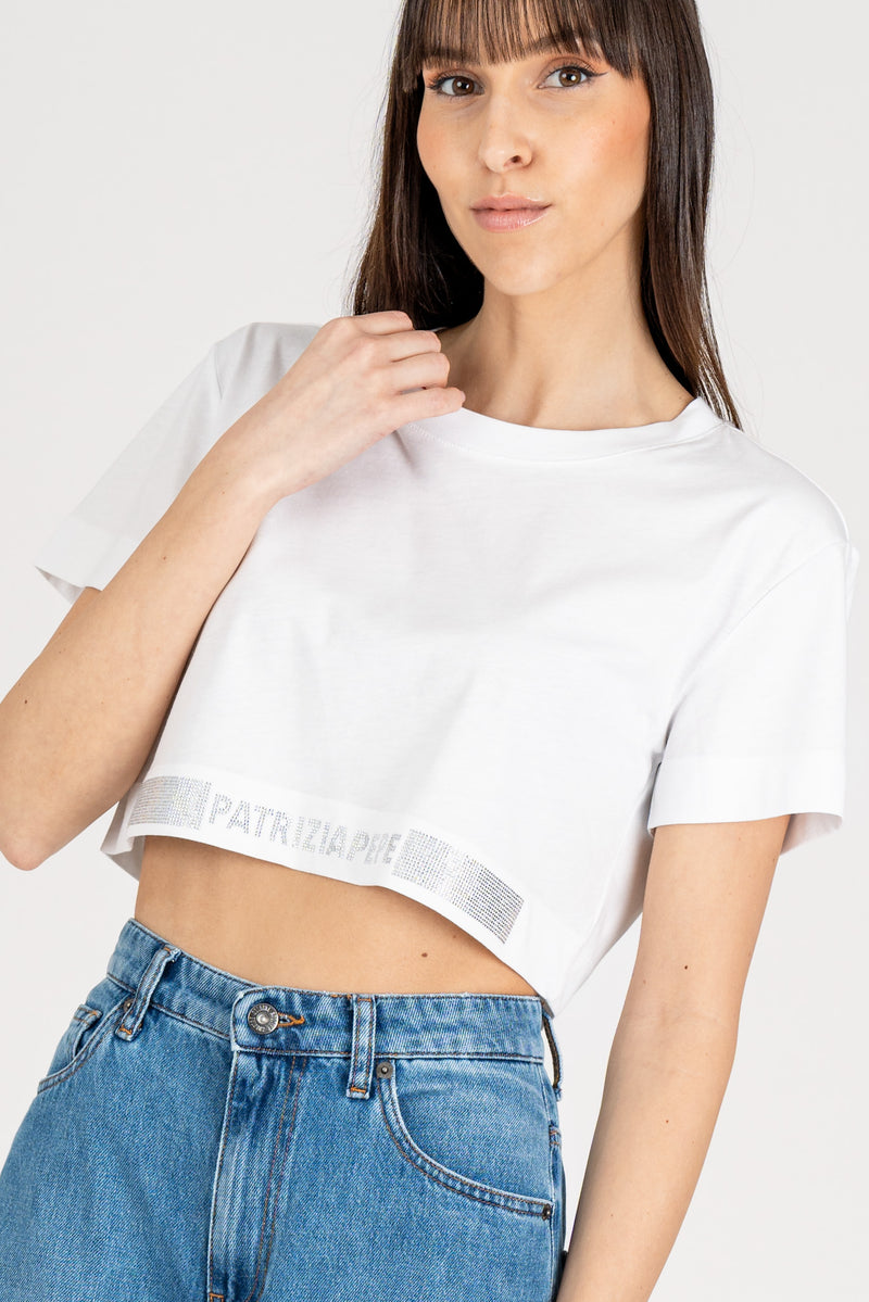 Maglia T-Shirt Crop Bianco Ottico