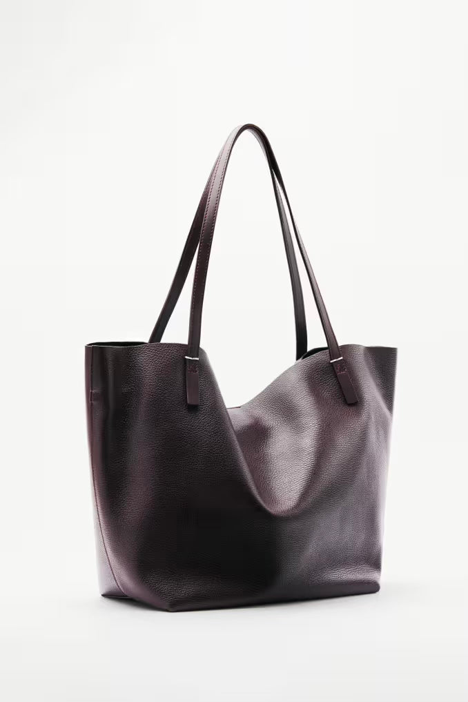 Borsa Shopping Pelle Martellata Purple Red