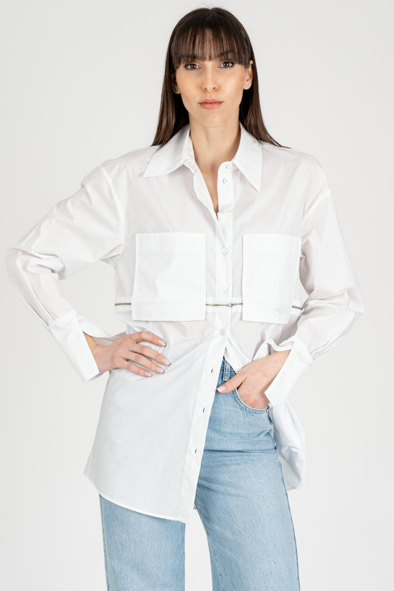 Camicia con Zip Bianco Ottico