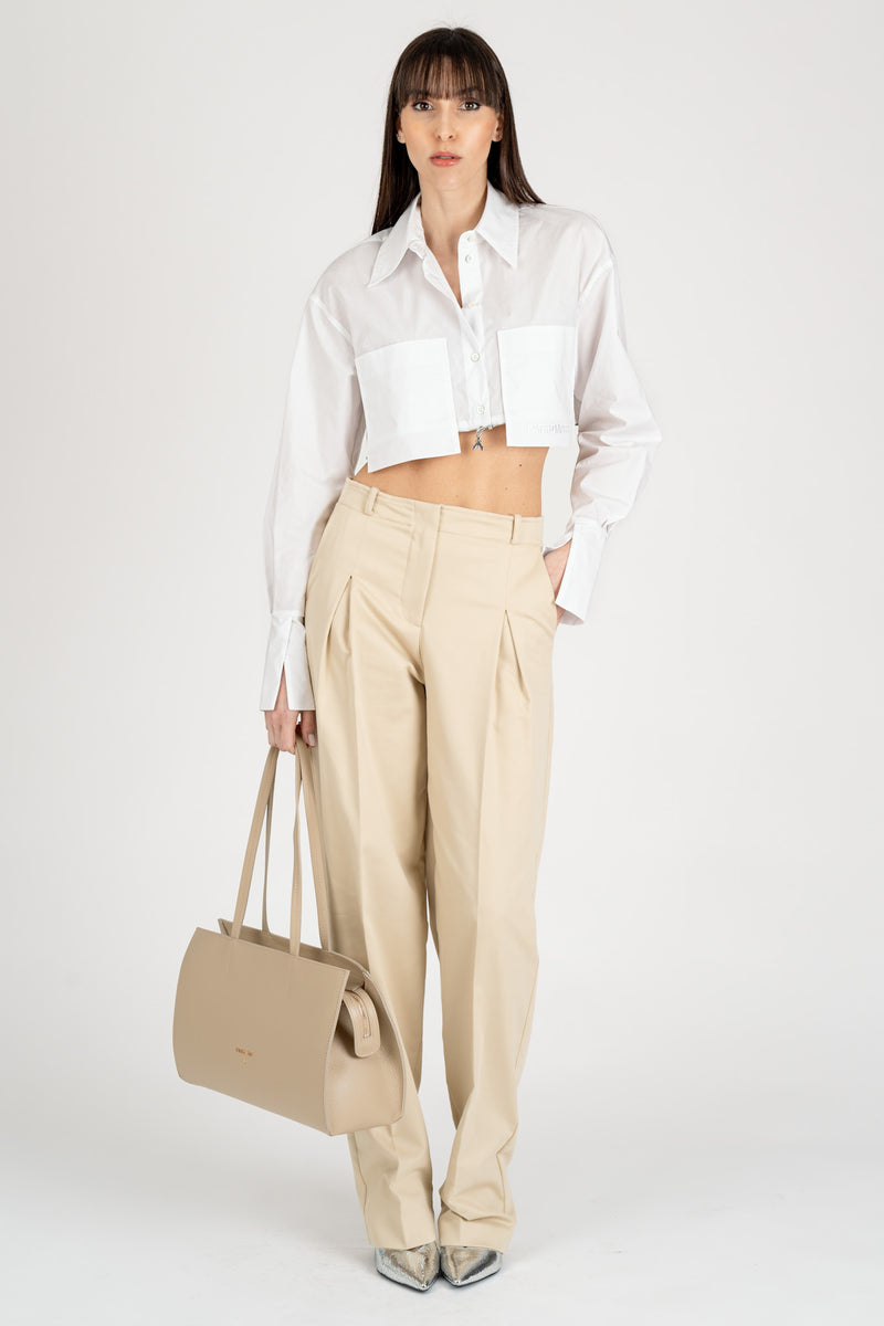 Pantalone con Pinces Modern Beige