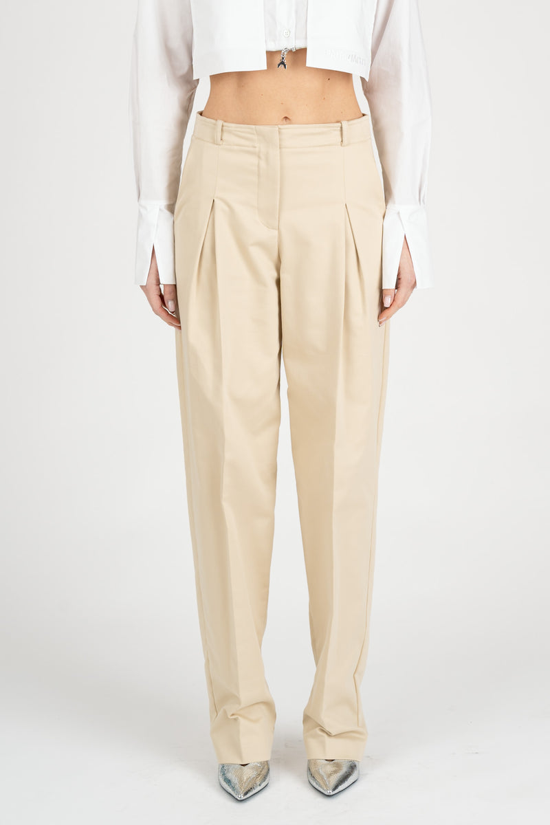 Pantalone con Pinces Modern Beige