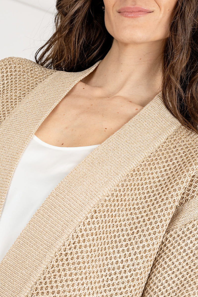 Cardigan Lurex Frange Oro