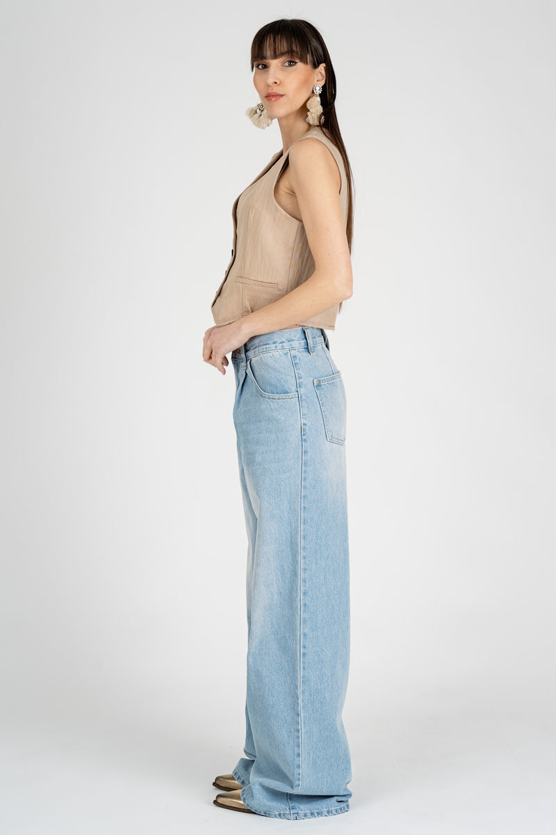 Jeans a Palazzo Blue Wash Light