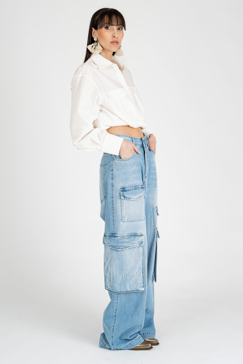 Jeans Denim Cargo Blue Narciso