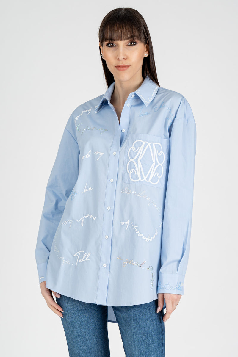 Camicia Ricami Azzurro