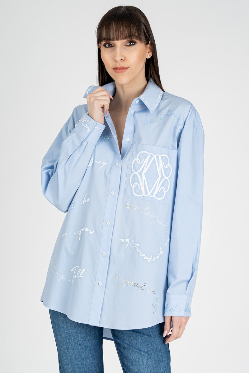 Camicia Ricami Azzurro