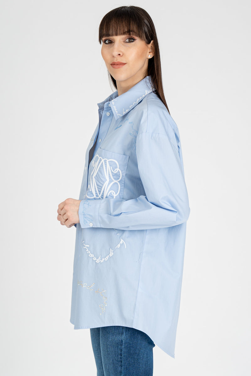 Camicia Ricami Azzurro