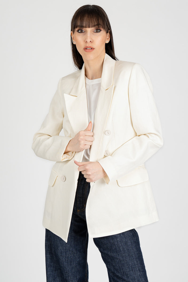 Giacca Blazer Doppio Petto Avorio