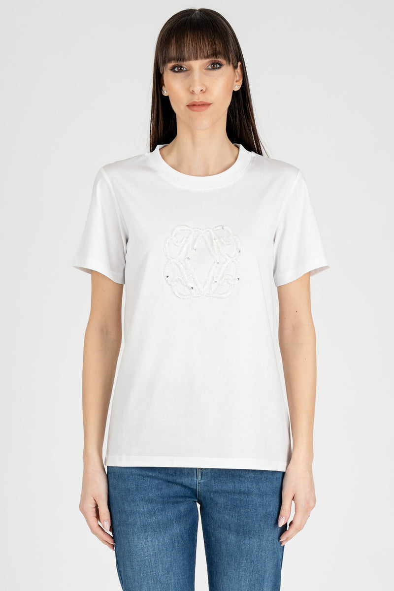 T-Shirt Logo Monogram Bianco