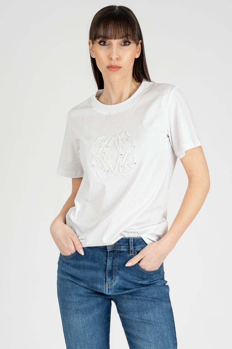 T-Shirt Logo Monogram Bianco