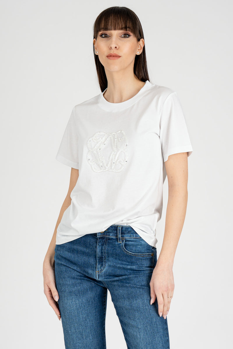 T-Shirt Logo Monogram Bianco