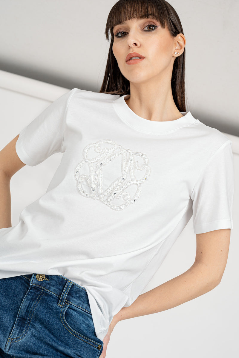 T-Shirt Logo Monogram Bianco