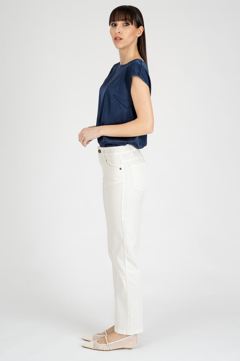 Pantalone Denim Slim Stretch Bianco