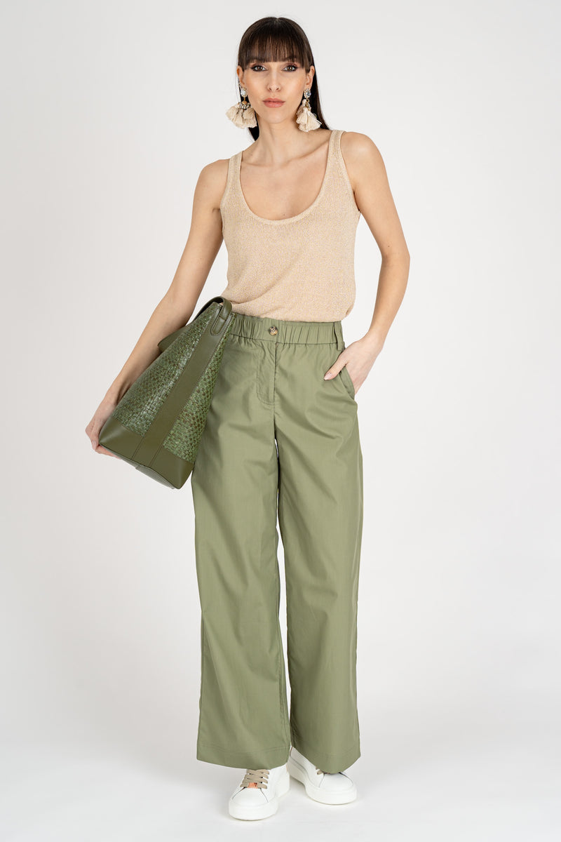 Pantalone Gamba Dritta Verde Militare