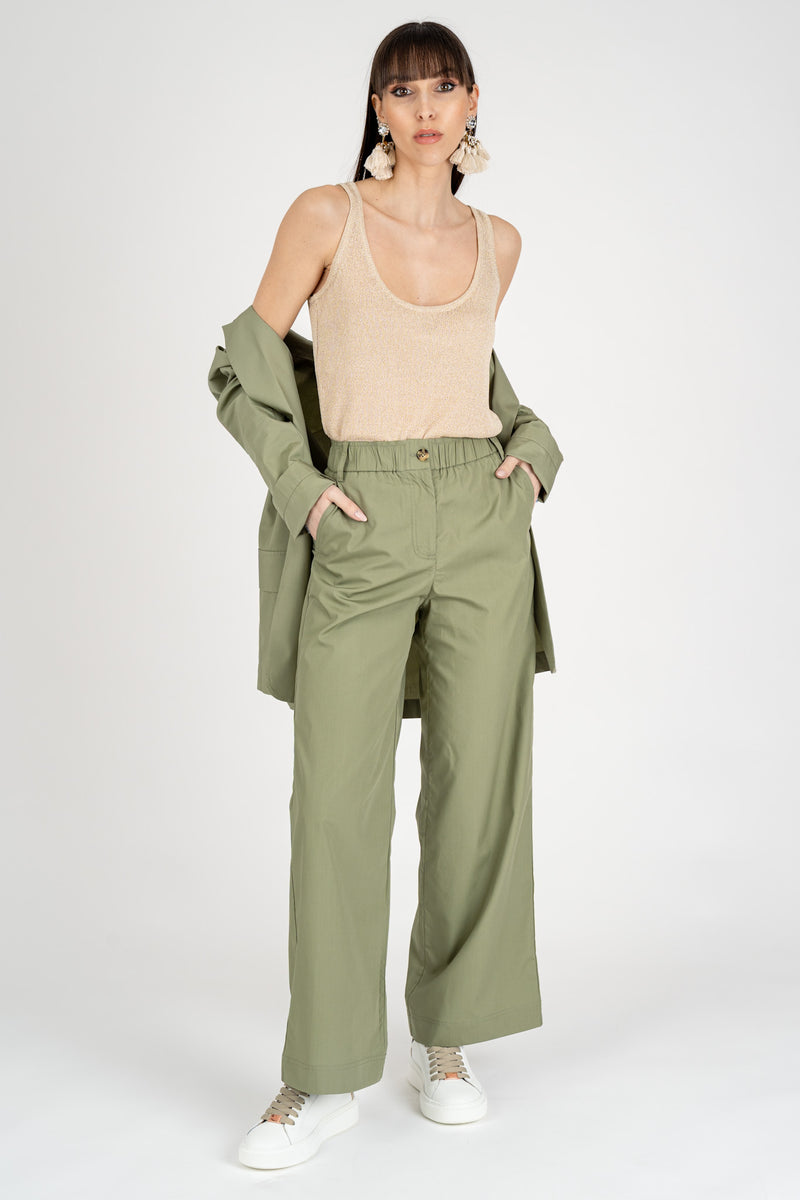 Pantalone Gamba Dritta Verde Militare