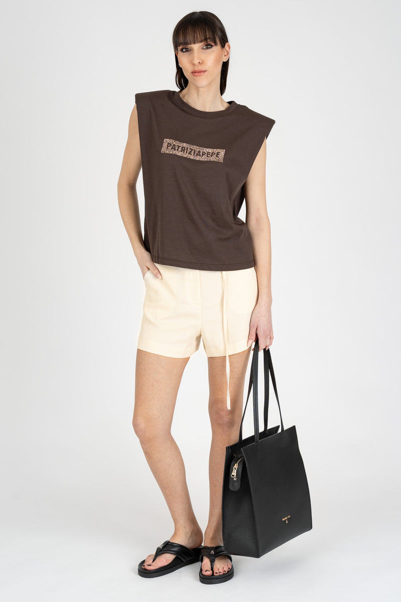 T-Shirt Logo Strass Sensual Brown