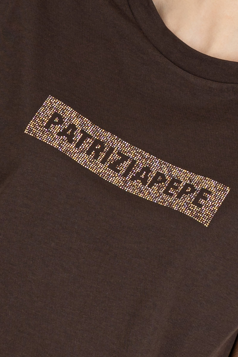 T-Shirt Logo Strass Sensual Brown