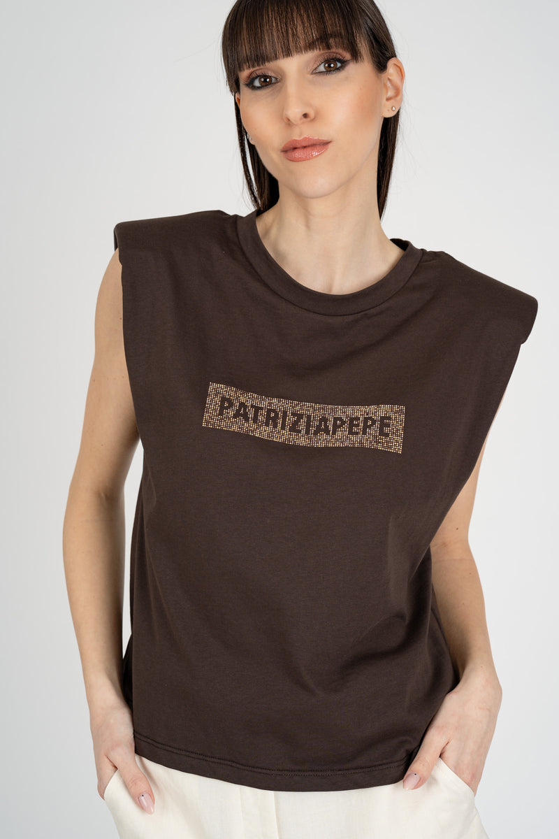 T-Shirt Logo Strass Sensual Brown