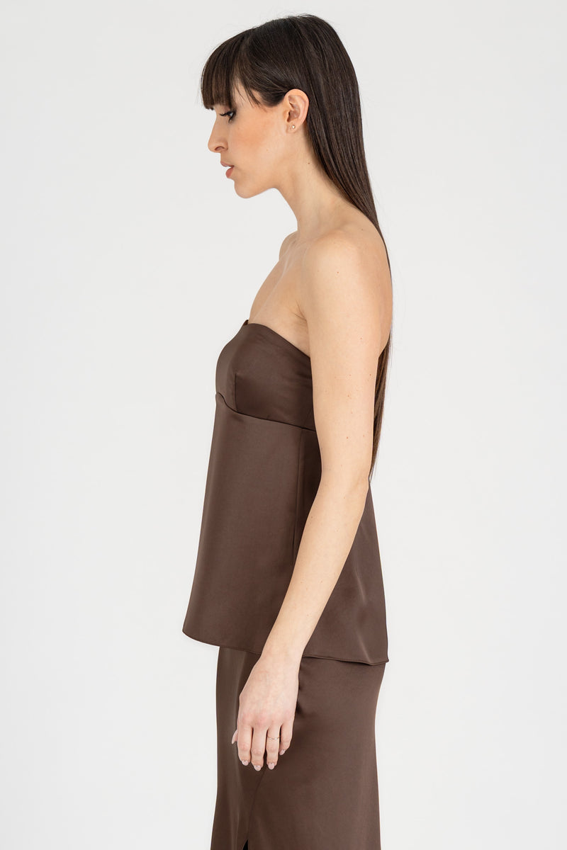 Top a Fascia in Raso Sensual Brown