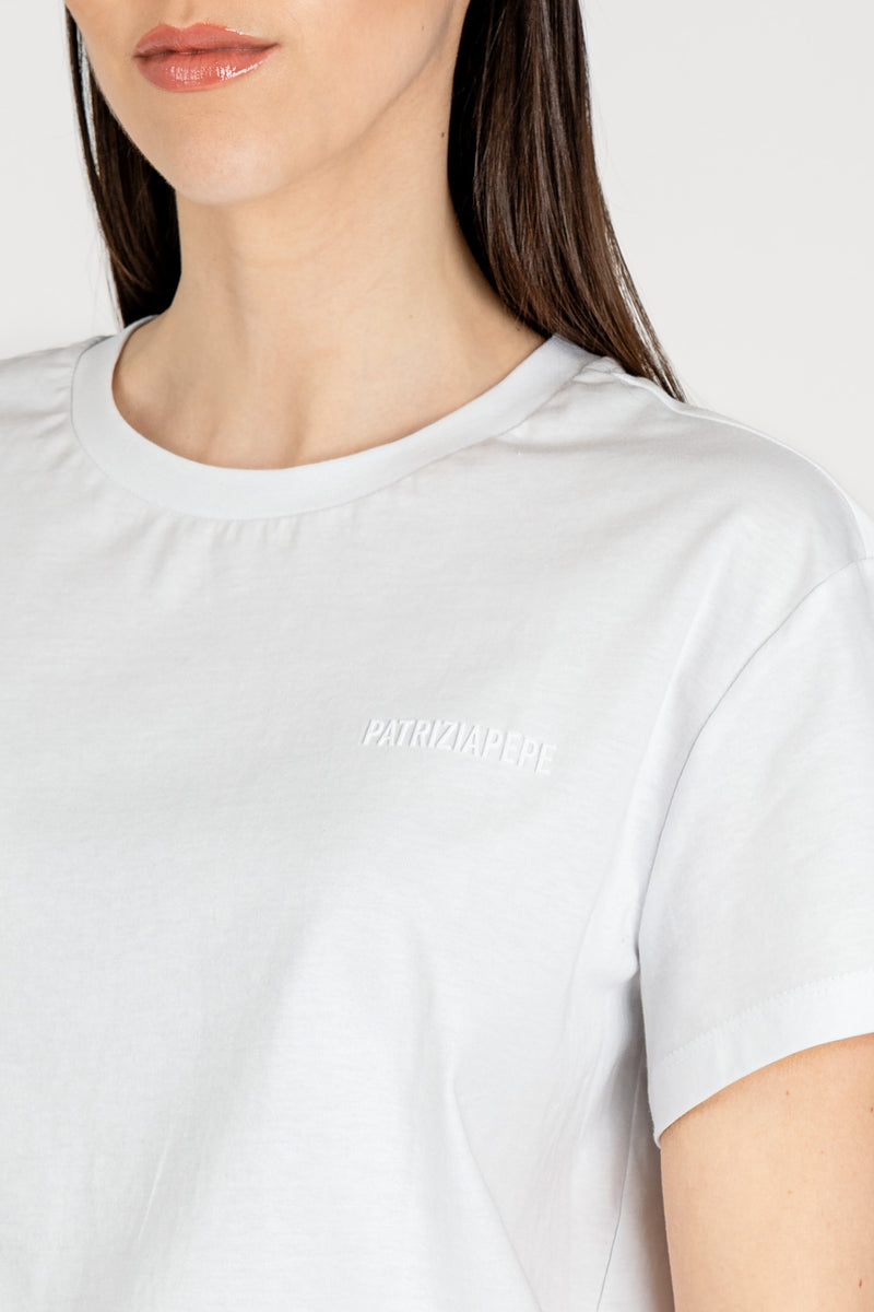 T-Shirt con Logo Bianco Ottico