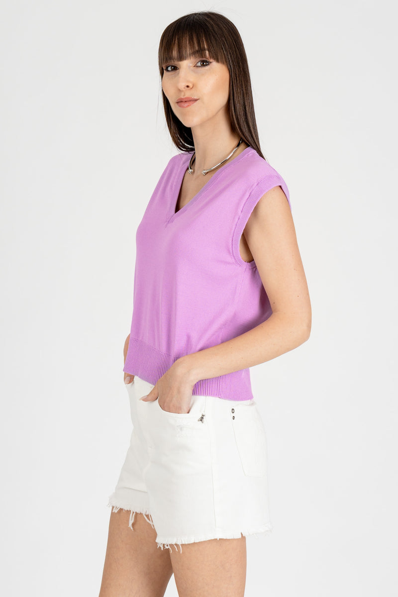 Maglia Gilet Spring Lilac