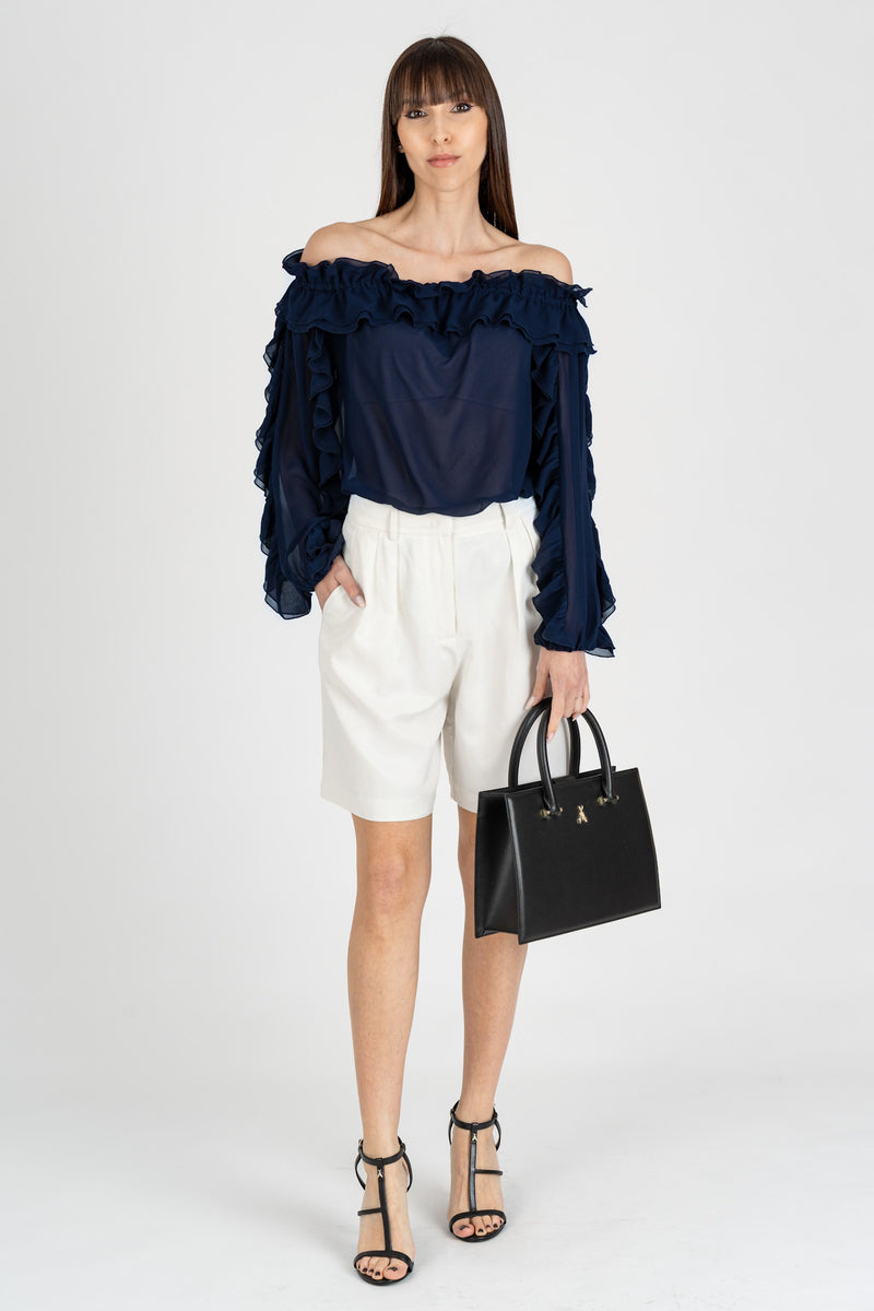 Casacca Rouches Blu Navy