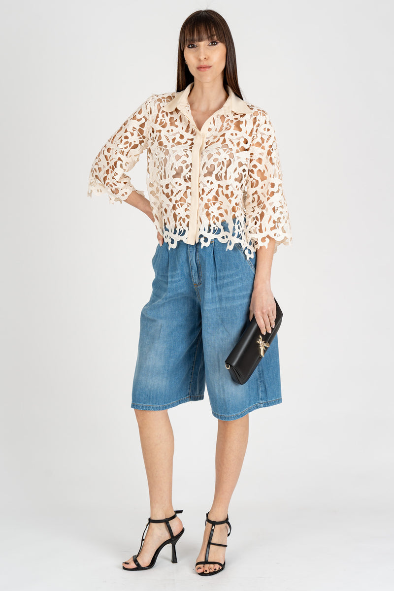 Camicia Macramè Crema