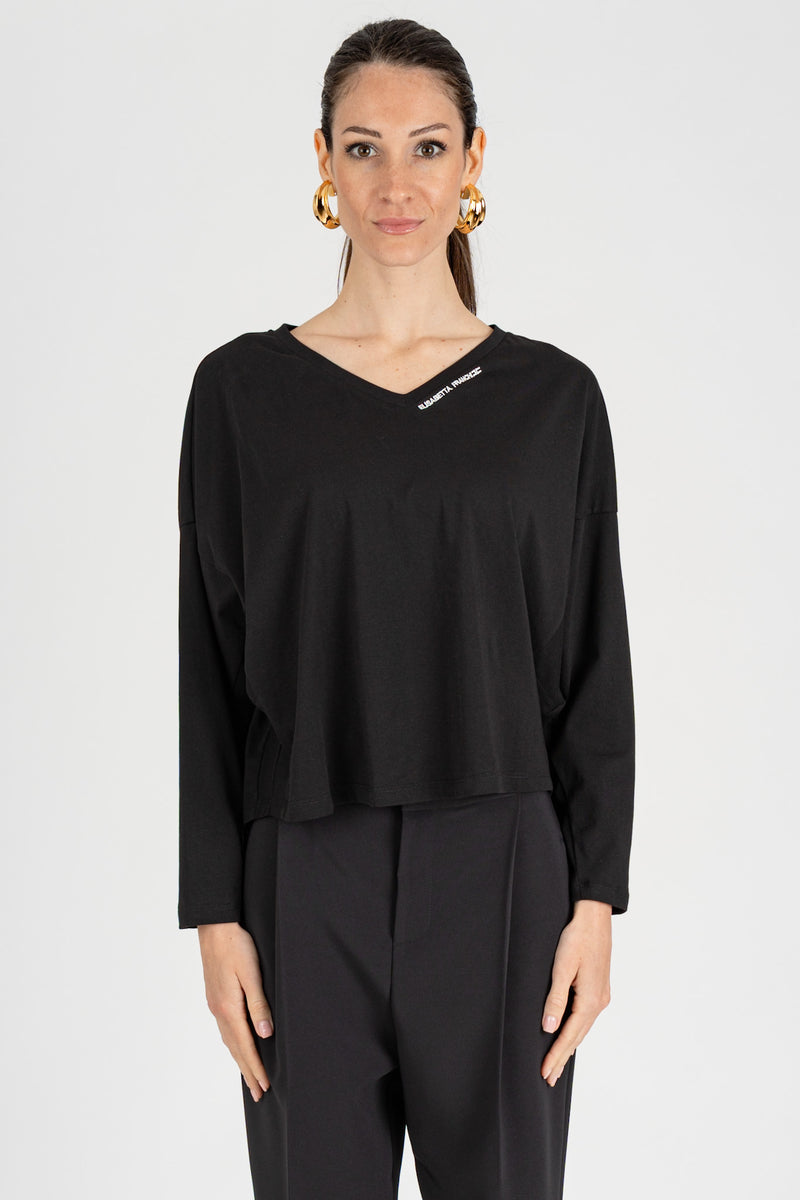 Maglia Scollo a V Nero