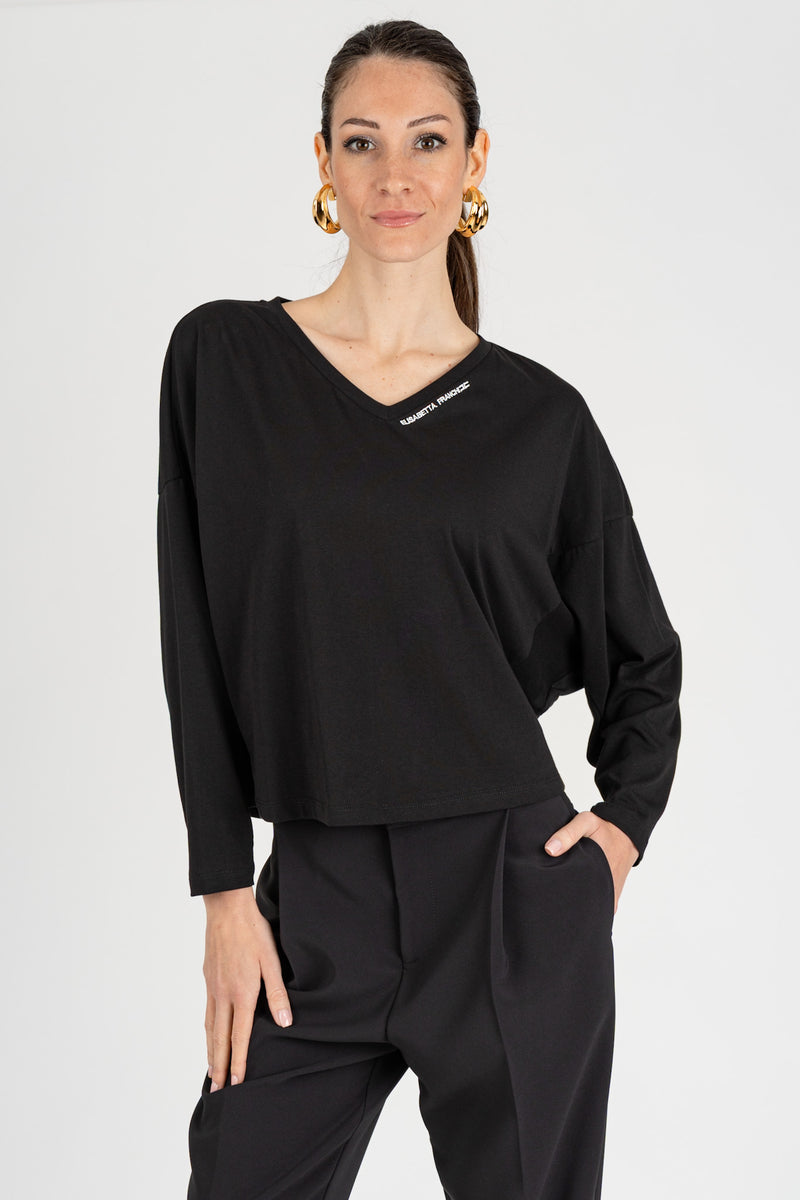 Maglia Scollo a V Nero