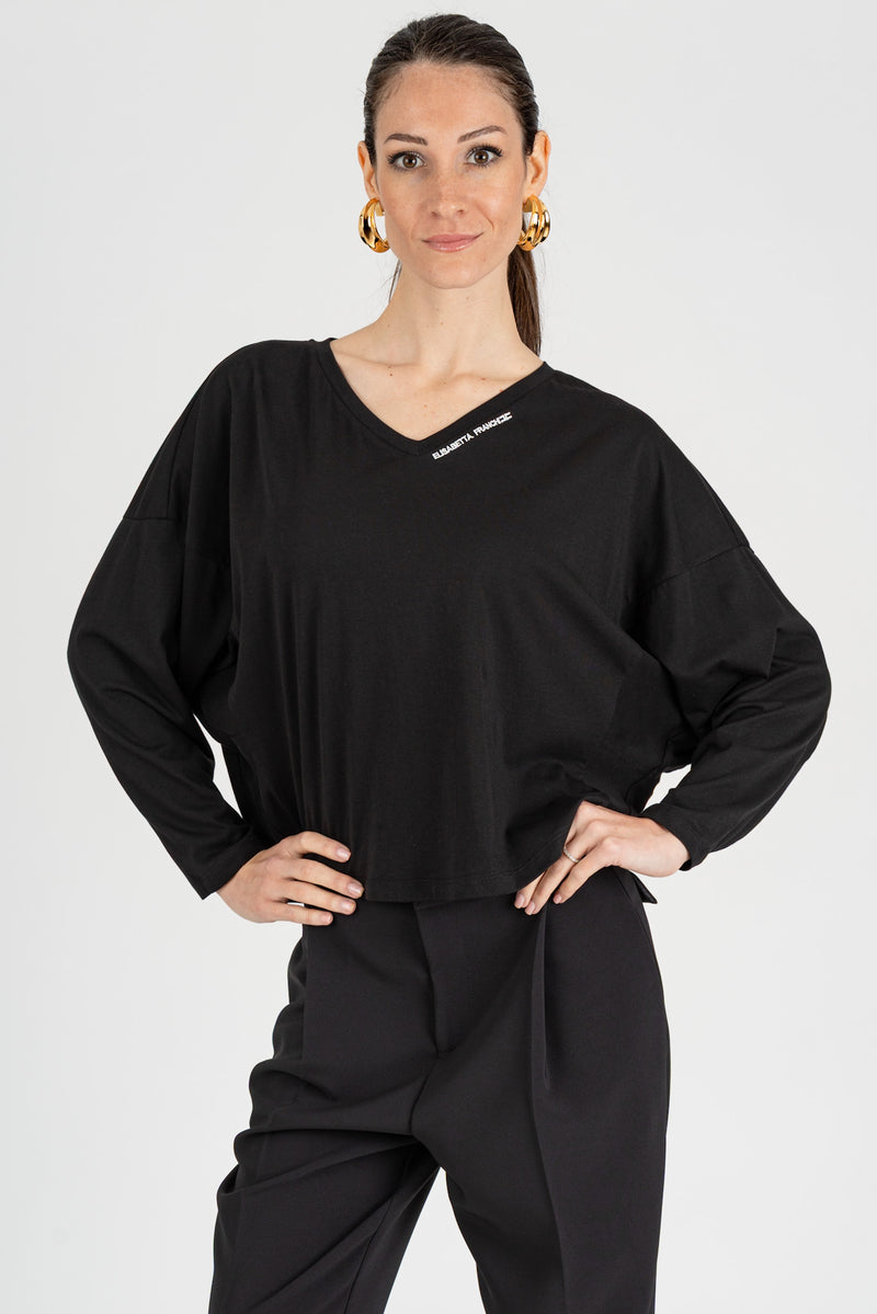 Maglia Scollo a V Nero