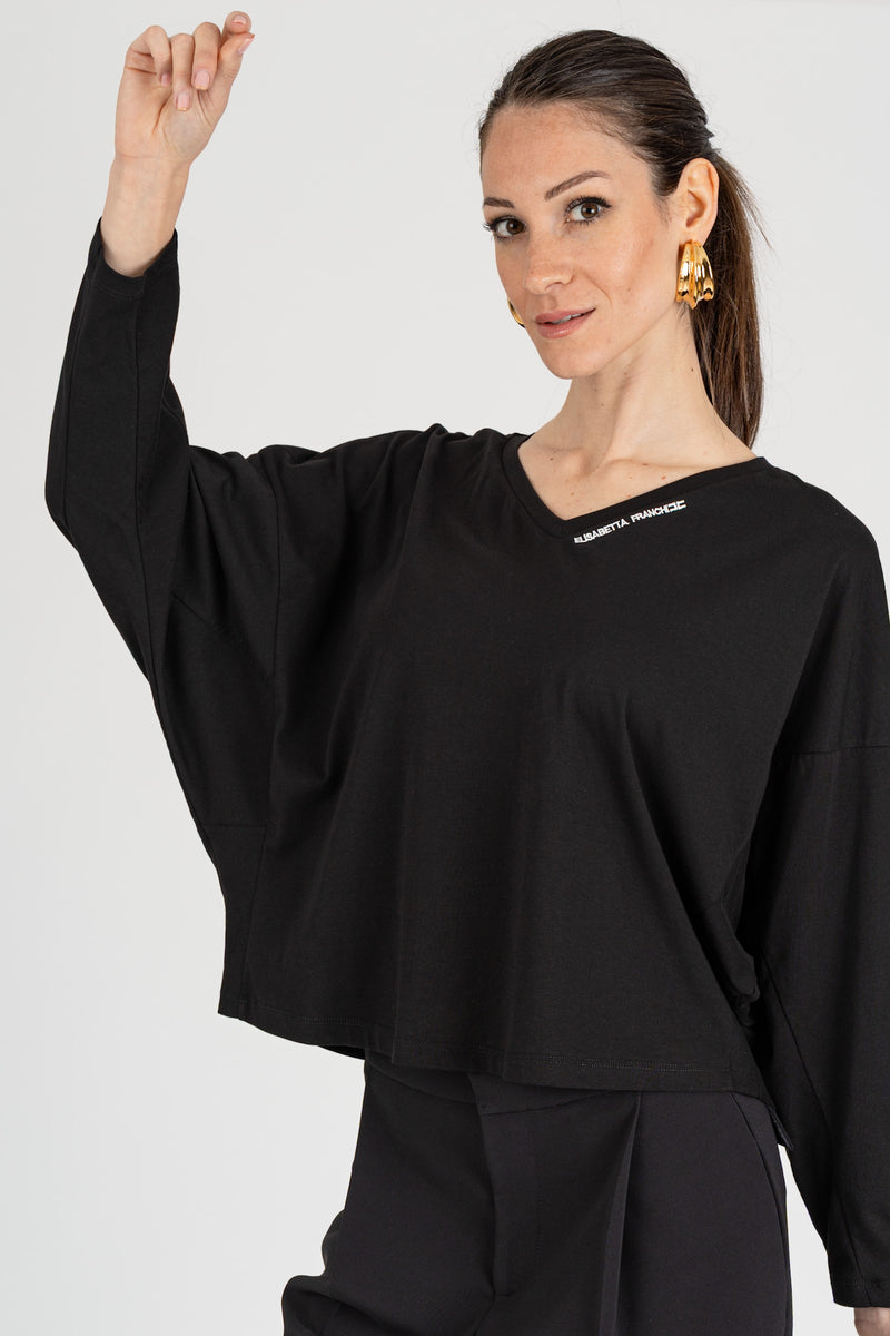 Maglia Scollo a V Nero