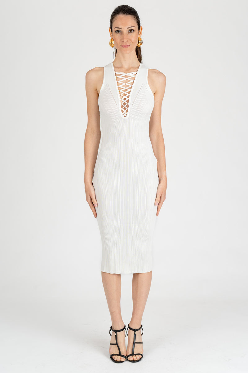 Abito Lacci Criss-Cross Avorio