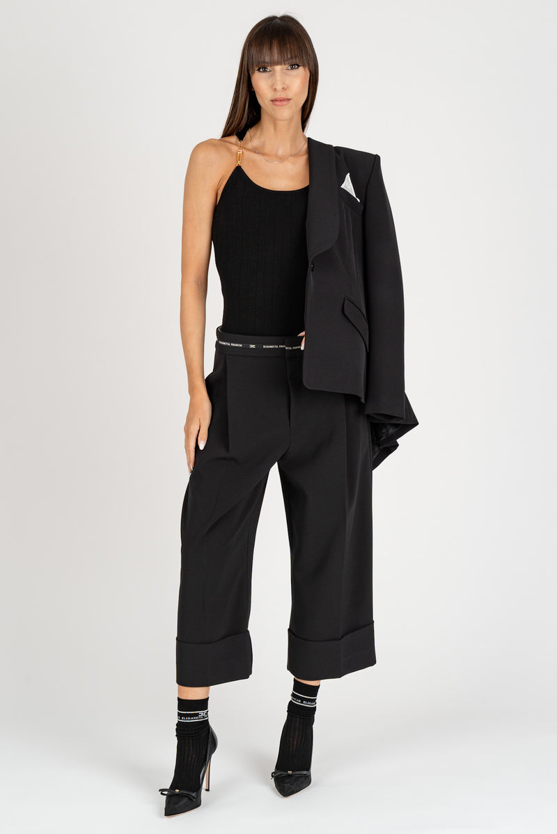 Bermuda in Crepe Logo Nero
