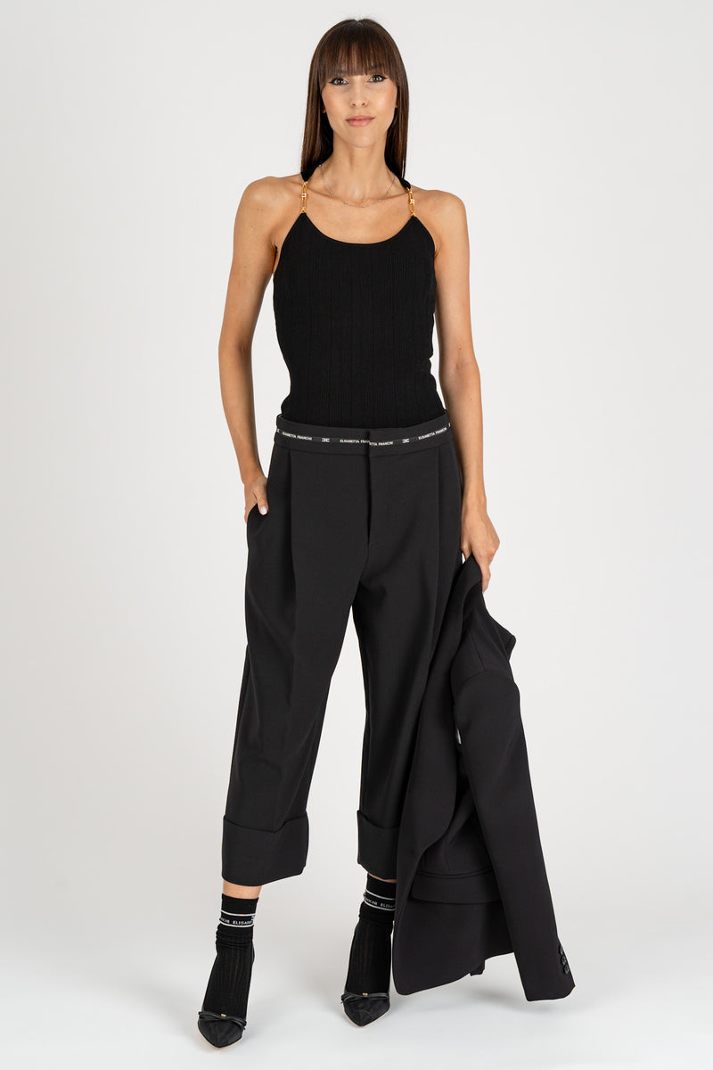 Bermuda in Crepe Logo Nero