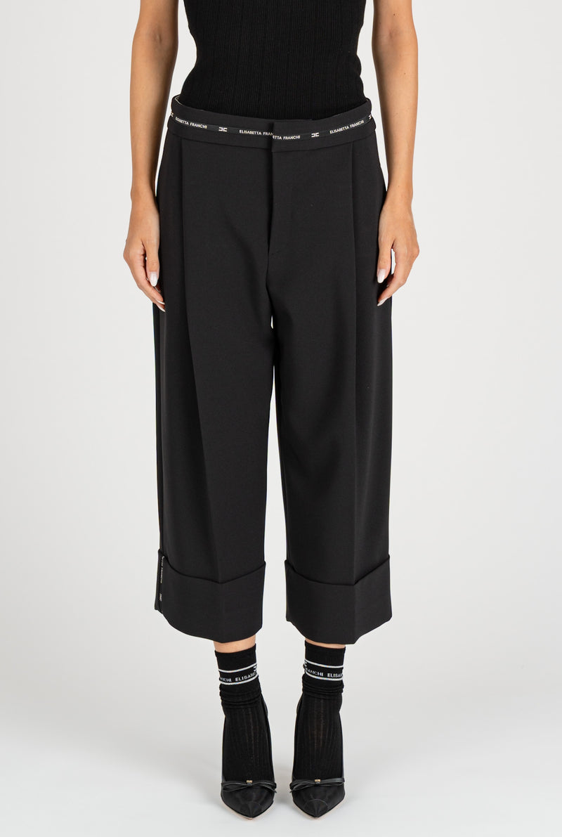 Bermuda in Crepe Logo Nero