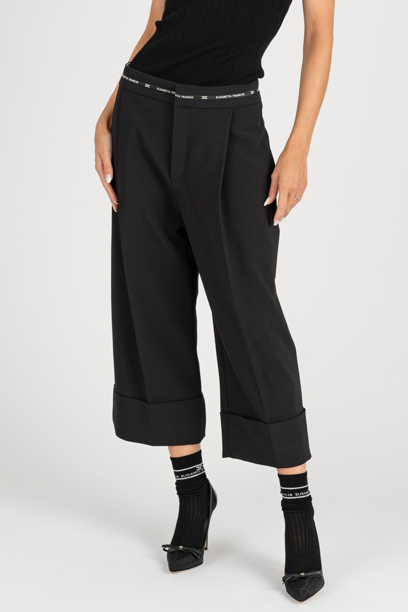 Bermuda in Crepe Logo Nero