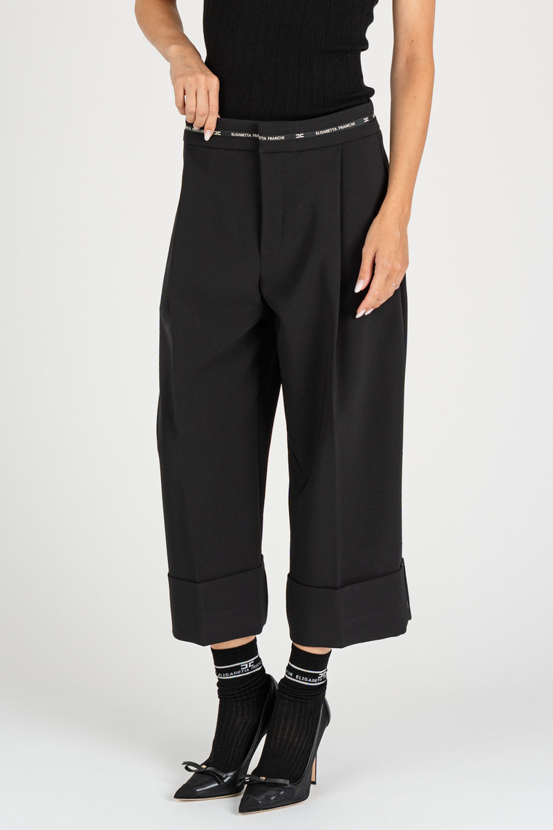 Bermuda in Crepe Logo Nero