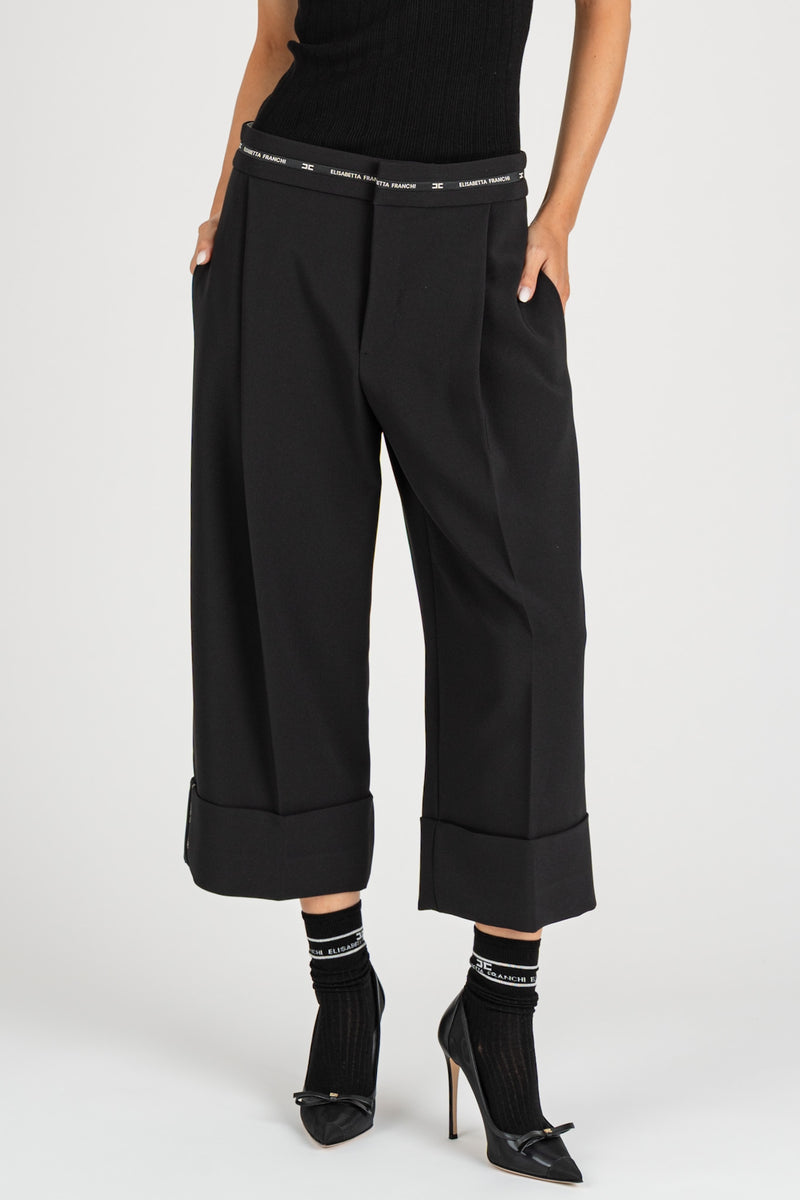 Bermuda in Crepe Logo Nero