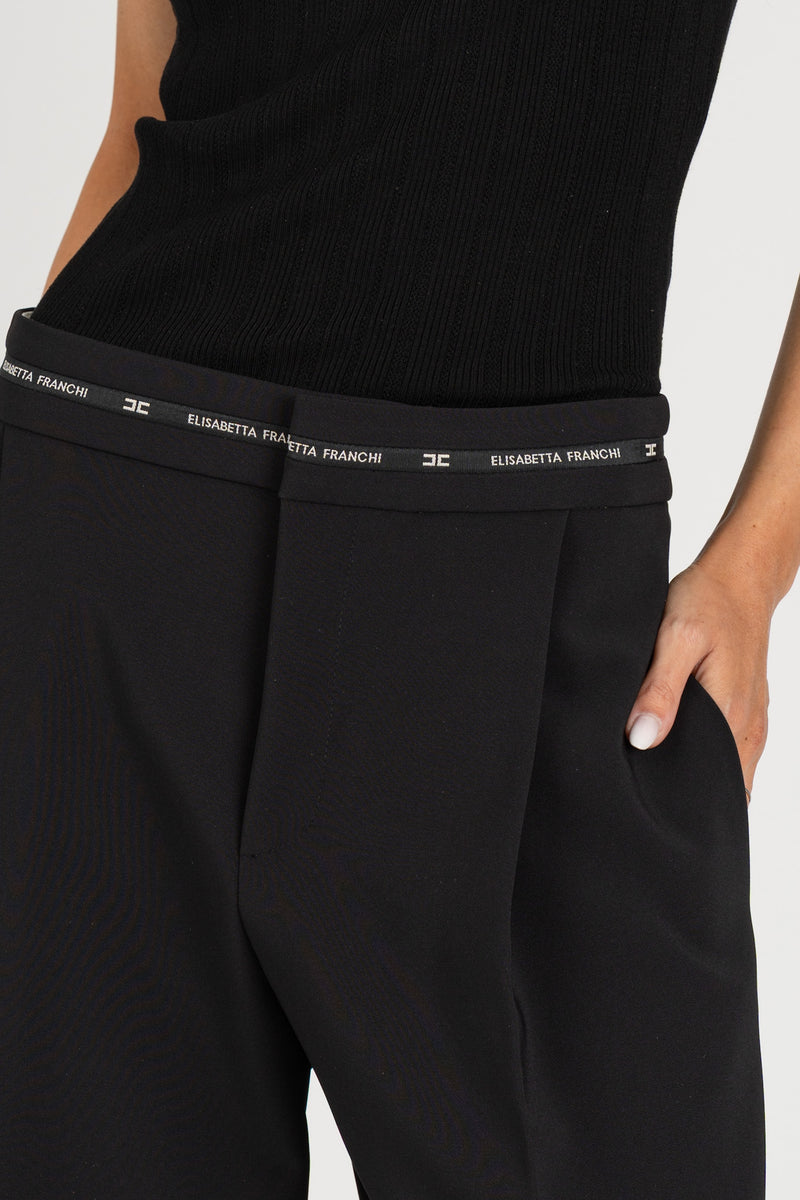 Bermuda in Crepe Logo Nero