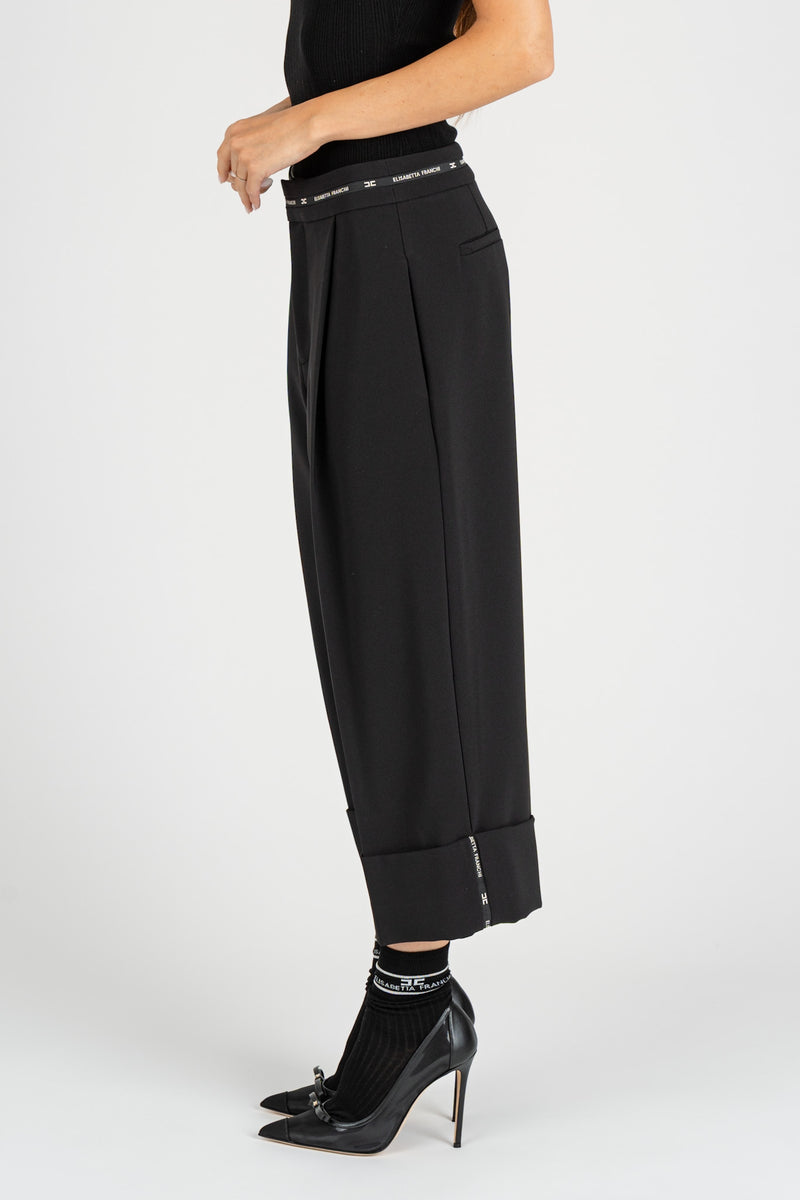 Bermuda in Crepe Logo Nero