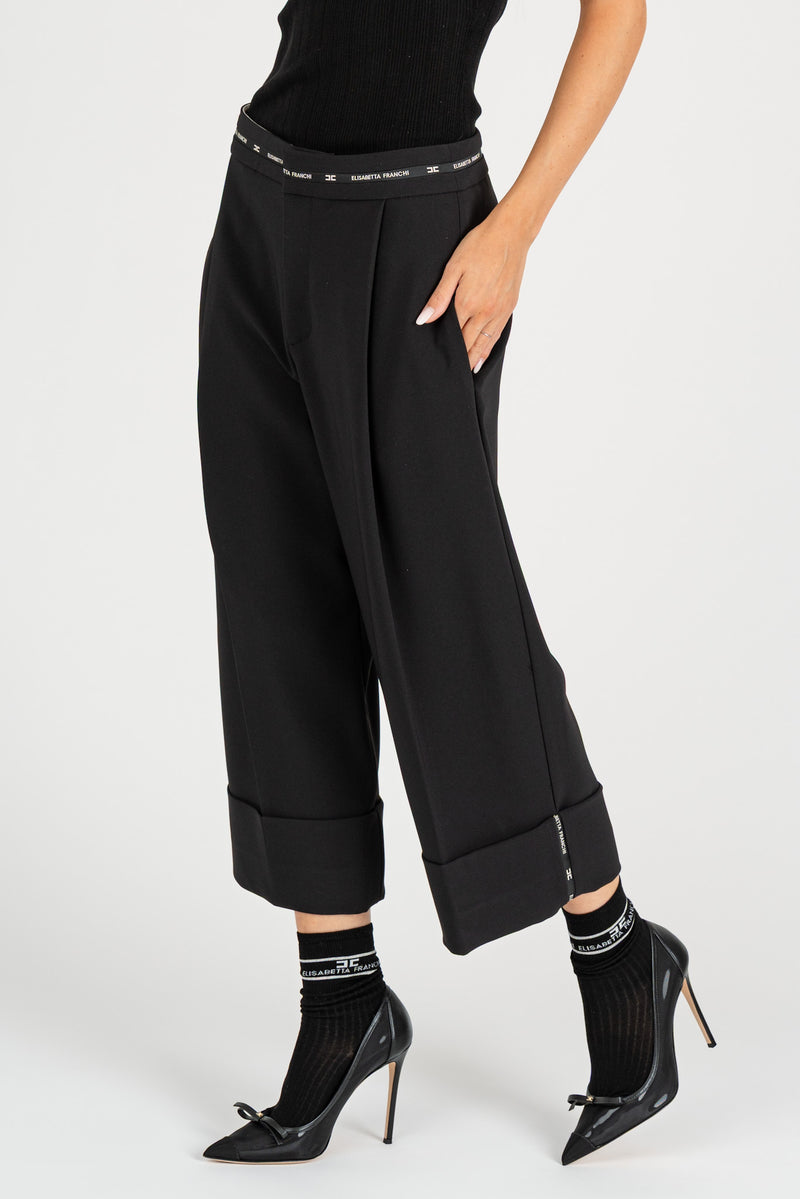 Bermuda in Crepe Logo Nero
