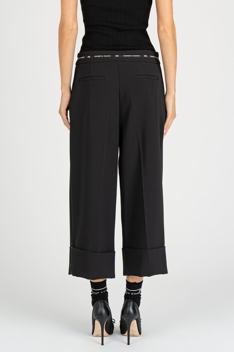 Bermuda in Crepe Logo Nero