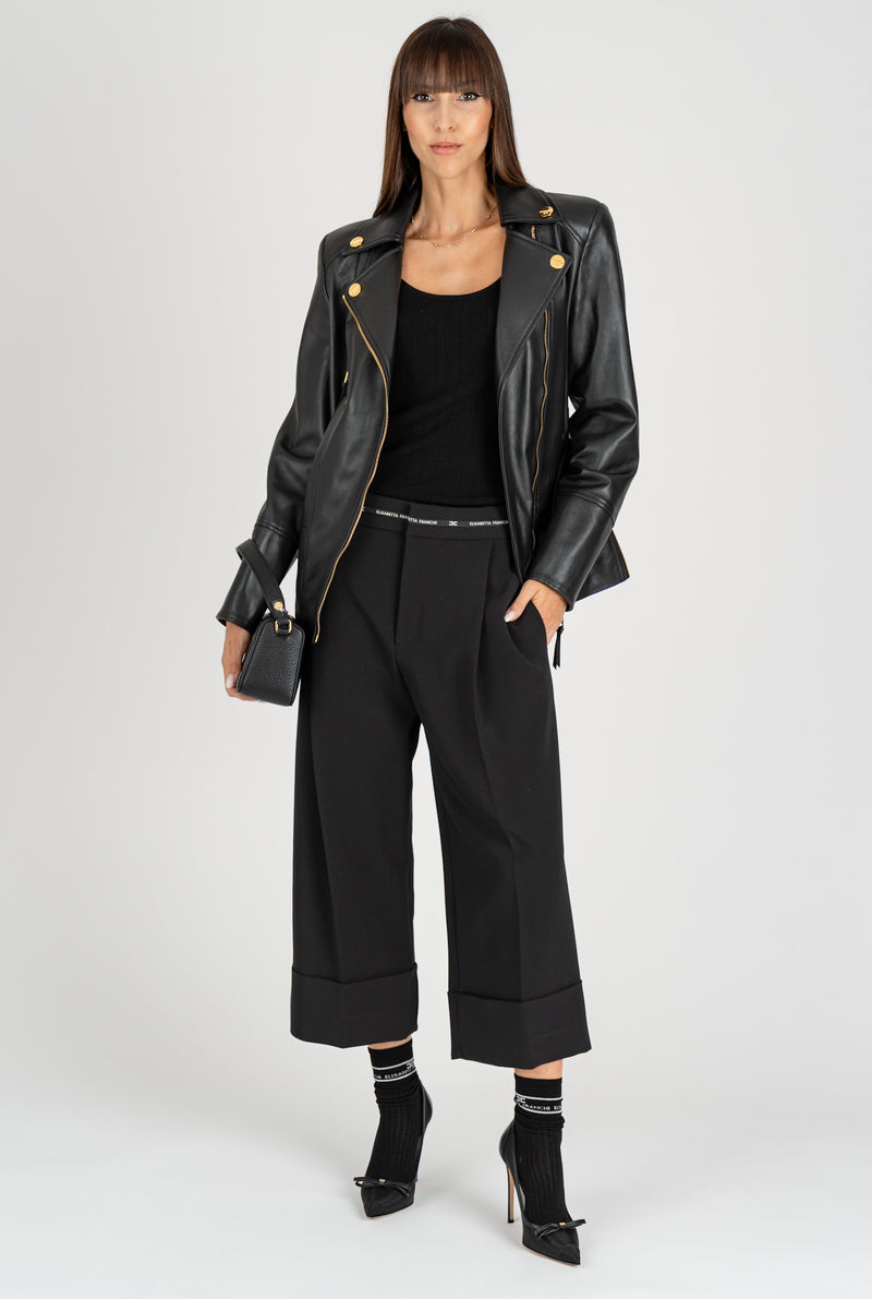 Giacca Biker in pelle Nero