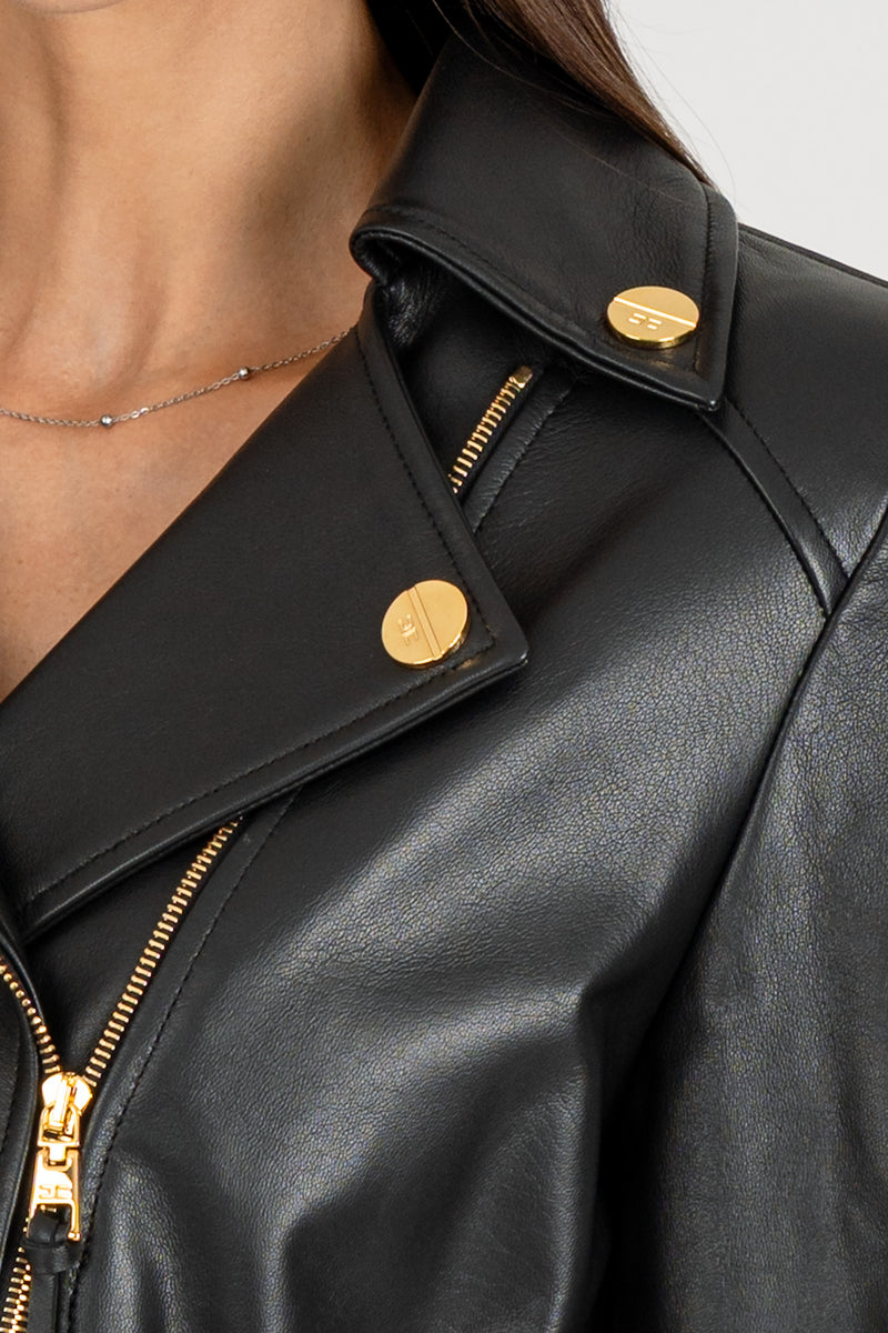 Giacca Biker in pelle Nero
