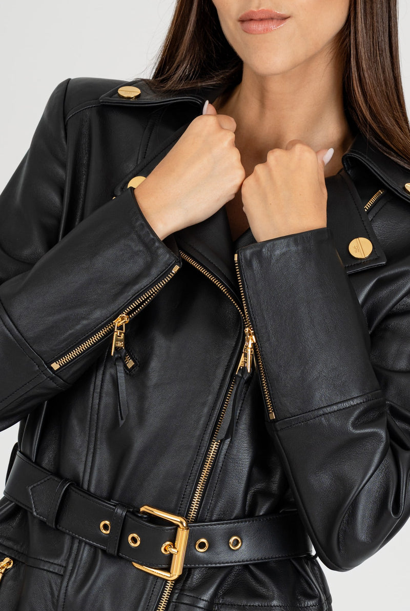Giacca Biker in pelle Nero