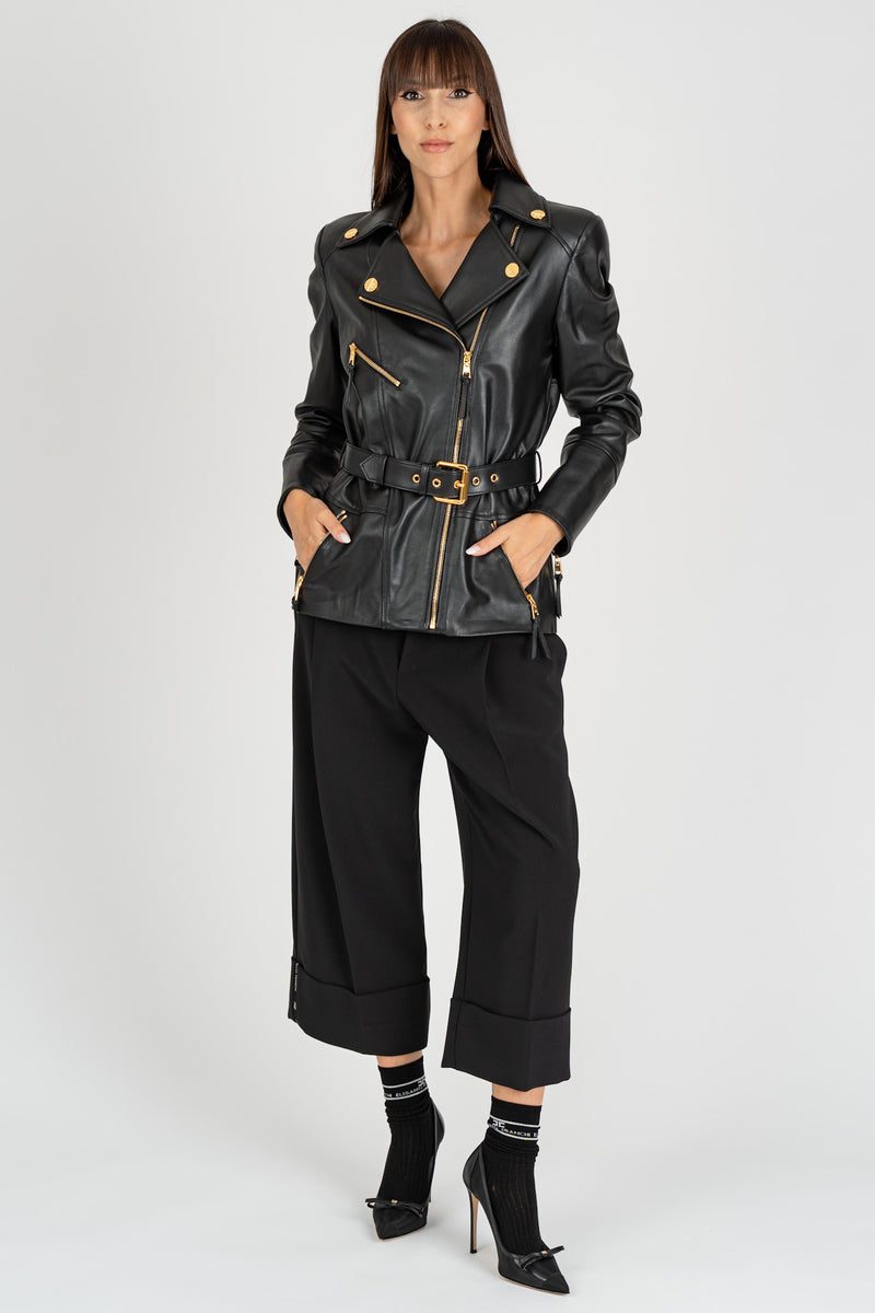 Giacca Biker in pelle Nero