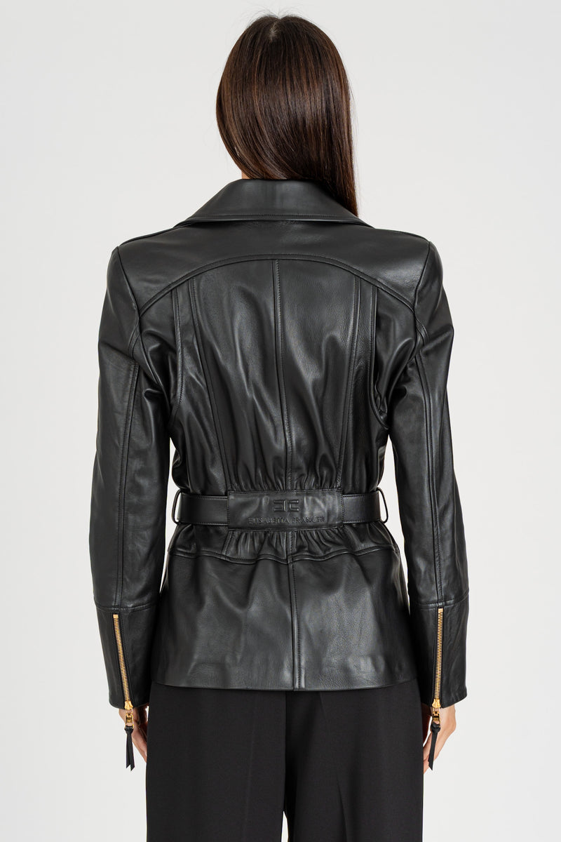 Giacca Biker in pelle Nero