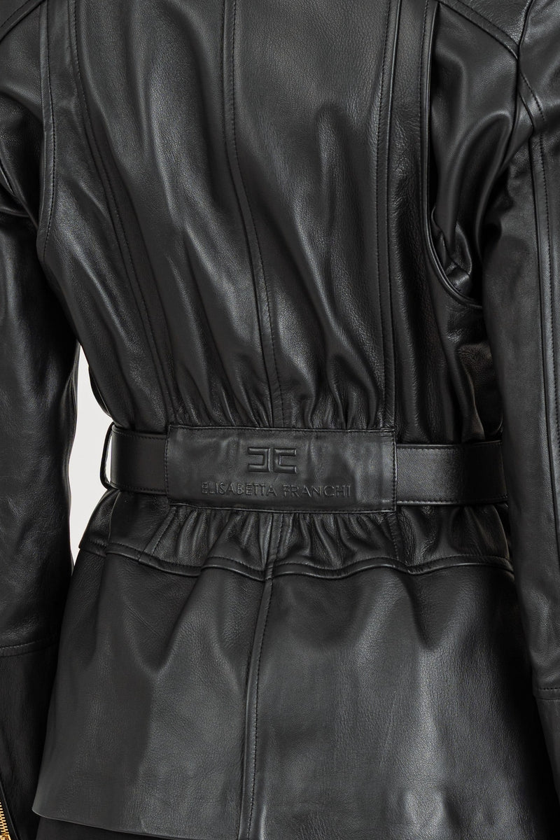 Giacca Biker in pelle Nero