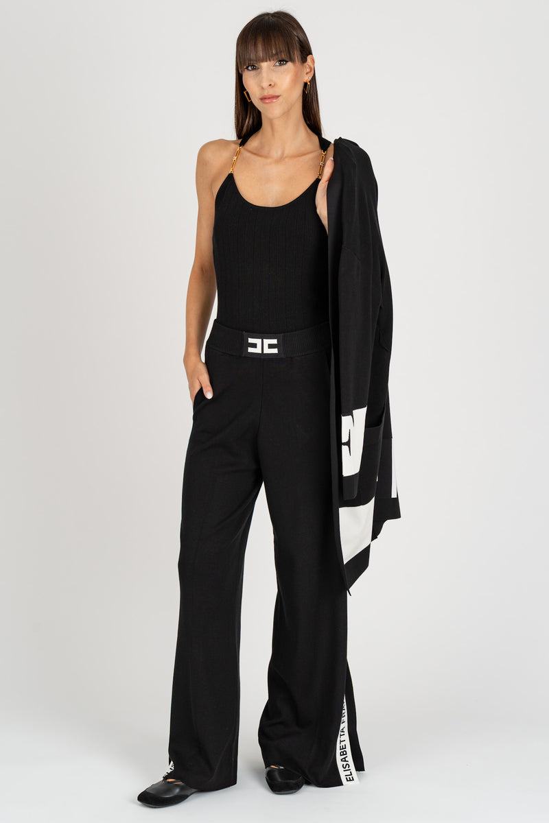 Pantalone con Bande Nero-Milk