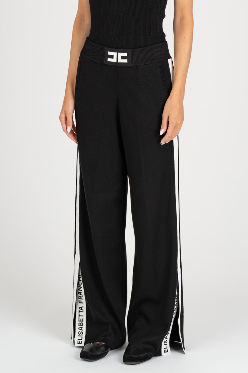 Pantalone con Bande Nero-Milk